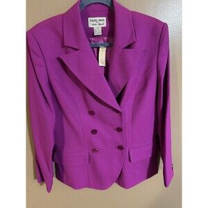 Vintage Focus 2000 Charles Glueck Magenta Double Breasted 100% Wool Blazer Sz 6